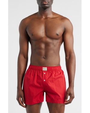 Comme Si Gender Inclusive La Boxer Classica Cotton Poplin Boxers - Red
