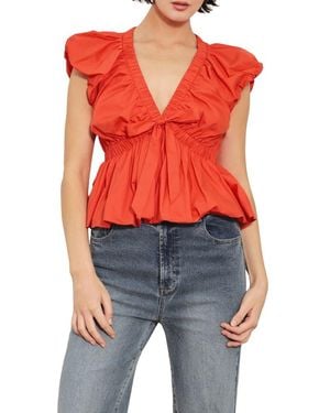 FREEMARKET Bubble Sleeve Babydoll Top - Red