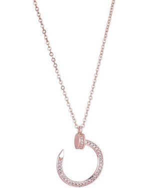 Adornia Curved Cubic Zirconia Nail Ring Pendant Necklace - Pink