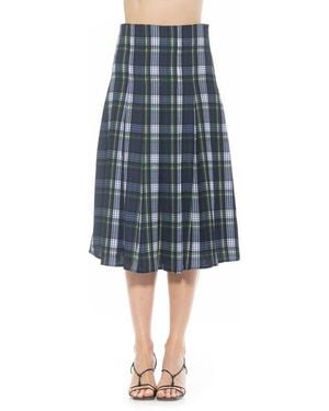 Alexia Admor Pleated Midi Plaid Skirt - Blue