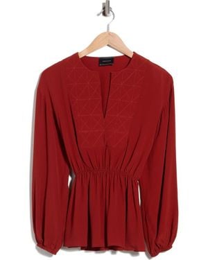 Longchamp Smocked Waist Embroidered Top