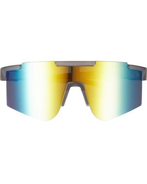 Hurley 137Mm Semi Rim Shield Mirrored Polarized Sunglasses - Yellow