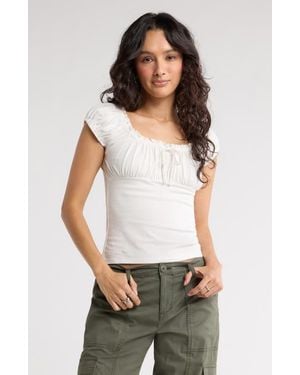 Abound Cap Sleeve Ruched Top - White