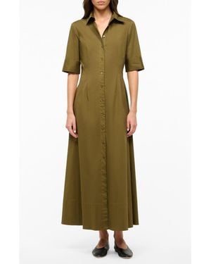 STAUD Joan Maxi Shirtdress - Green