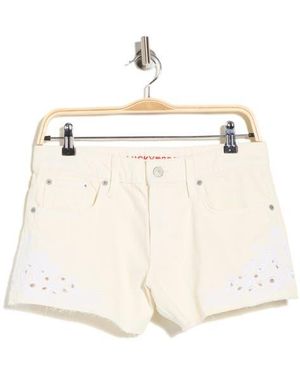 Lucky Brand Mid Rise Embroidered Cutoff Shorts - Natural