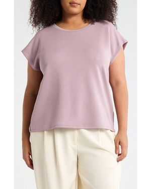 Tahari Cap Sleeve Scuba Knit T-Shirt - Purple
