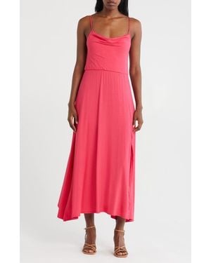 Loveappella Drape Midi Dress - Red