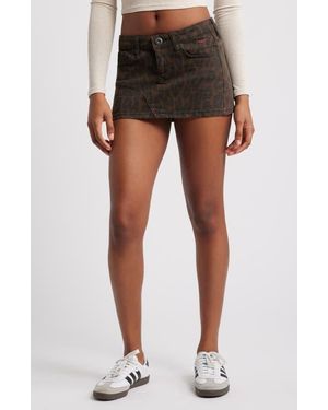 BDG Print Low Rise Denim Ultra Miniskirt - Black