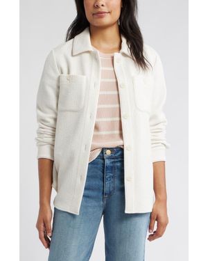 Caslon Textured Knit Shirt Jacket - White