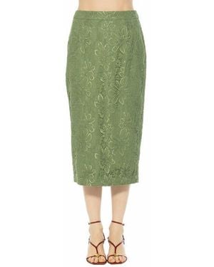 Alexia Admor Taye Lace Midi Pencil Skirt - Green