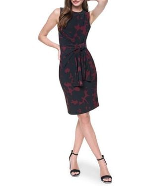 DKNY Sleeveless Tie Waist Body-Con Dress - Black