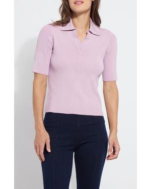 Lyssé Kenzie Johnny Collar Rib Polo - White