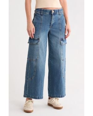 Democracy Wide Leg Cargo Jeans - Blue