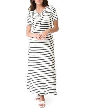 Gibsonlook Henley Knit Maxi Dress - White