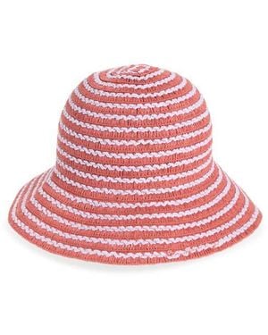 Nordstrom Rack Stripe Straw Bucket Hat - Pink
