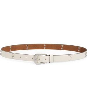 AllSaints Hexagon Studded Leather Belt - White