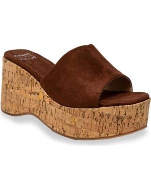 In Touch Footwear Rita Open Toe Cork Platform Wedge Sandal - Brown