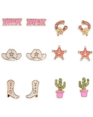 Leith Cowboy 6-Pack Assorted Earrings - White