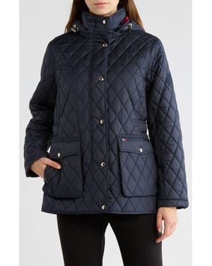 Tommy Hilfiger Hooded Diamond Quilted Jacket - Blue