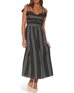 Walter Baker Carrie Tie Strap Embroidered Cotton Sundress - Black