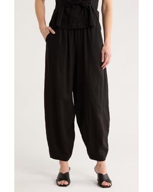 Max Studio Harem Linen Blend Pants - Black