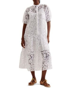 Ted Baker Claarey Floral Motif Midi Dress - White