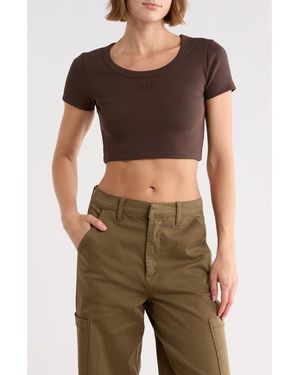 Off-White c/o Virgil Abloh Ribbed Crop T-Shirt - Brown