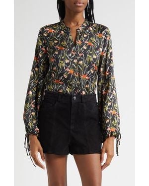 Cinq À Sept Windswept Meadow Rosella Button-Up Shirt - Black