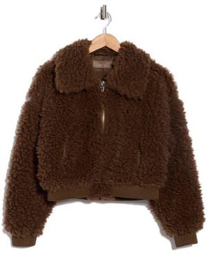 Blank NYC Faux Shearling Bomber Jacket - Brown