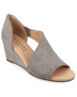 Journee Collection Journee Aretha D'Orsay Wedge Sandal - Brown
