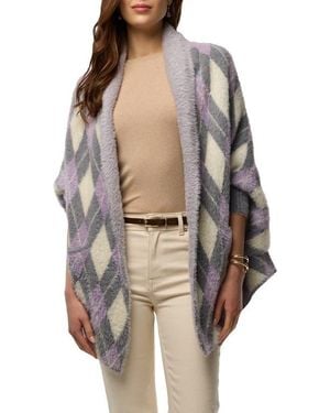Saachi Argyle Eyelash Knit Cardigan - Gray