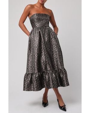Lulus Glenn Strapless Midi Dress - Brown