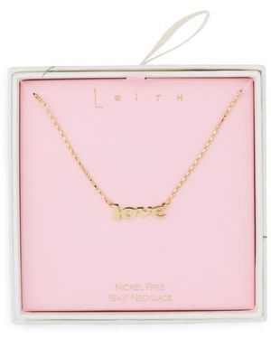 Leith Block Love Script Necklace - Pink