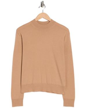 Vince Mock Neck Wool Blend Pullover Sweater - Natural