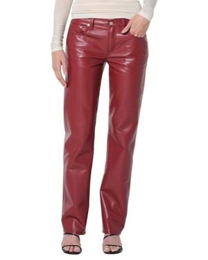 Agolde Leather Blend Straight Leg Pants - Red