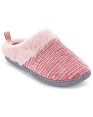 FLOOPI Faux Fur Trim Velour Clog Slipper - Pink