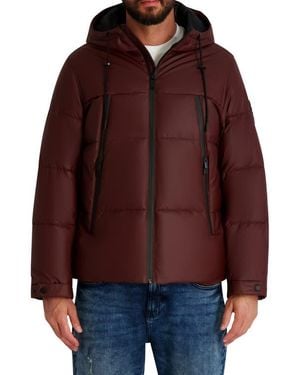 KARL LAGERFELD Hooded Puffer Jacket - Red