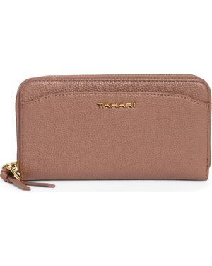 Tahari Barclay Faux Leather Zip Around Continental Wallet - Brown