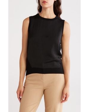 DKNY Sleeveless Mixed Media Sweater - Black