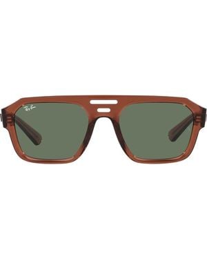 Ray-Ban Corrigan Irregular 54Mm Rectangular Sunglasses - Brown