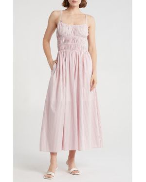 Wishlist Stripe Shirred Cotton Maxi Sundress - Pink