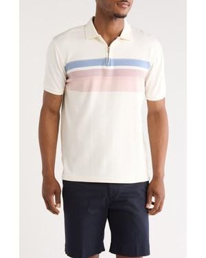 Denim and Flower Quarter Zip Polo - White