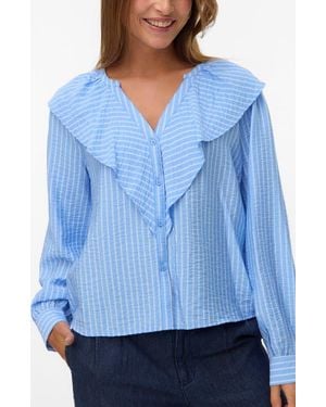 Vero Moda Kaja Frill Shirt - Blue