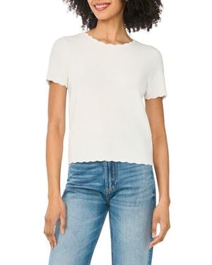 Cece Scallop Rib Short Sleeve Knit Top - Blue