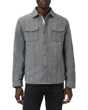 John Varvatos Jameson Herringbone Snap Jacket - Gray