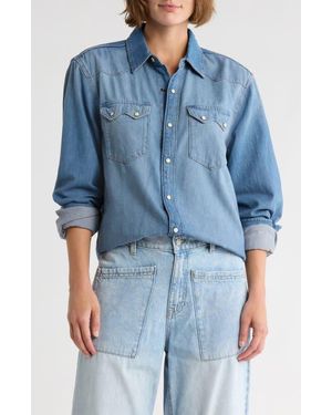 Lucky Brand Western Snap-Up Chambray Shirt - Blue