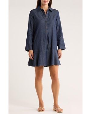 Tommy Hilfiger Roll Sleeve Chambray Dress - Blue