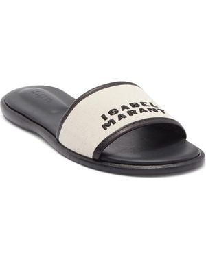 Isabel Marant Vikee Logo Slide Sandal - Black