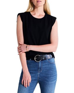 NIC+ZOE Power Shoulder Tank Top - Black