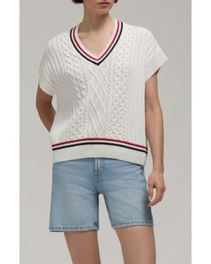 HUNTER Stripe Cable Stitch Sweater Vest - Blue